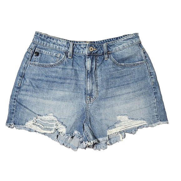 KANCAN Ivanna Ultra High Rise Mom Jean Short Denim Raw Hem 11 / 29 Distressed - Picture 1 of 12